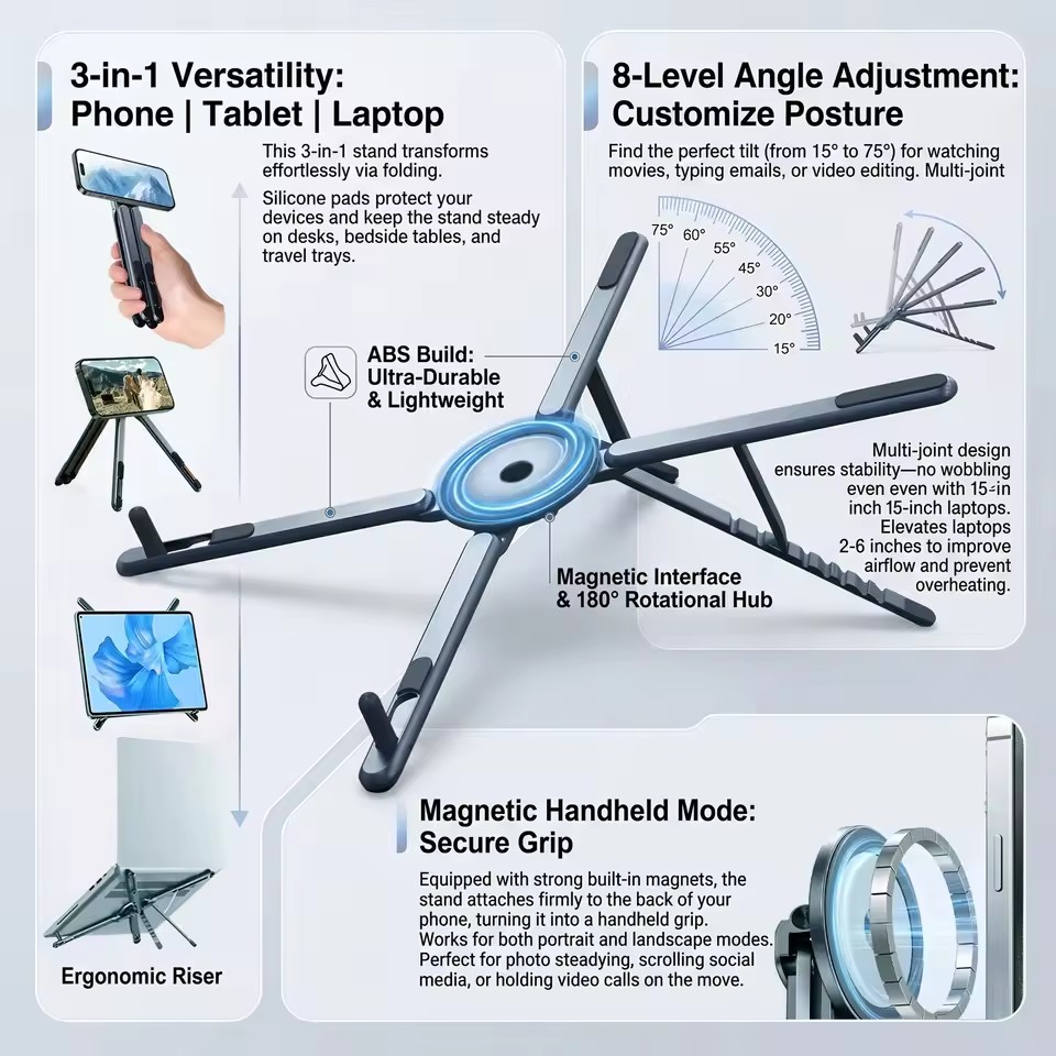Tablet Ipad Accessories - Portable Magnetic Phone Holder & Selfie