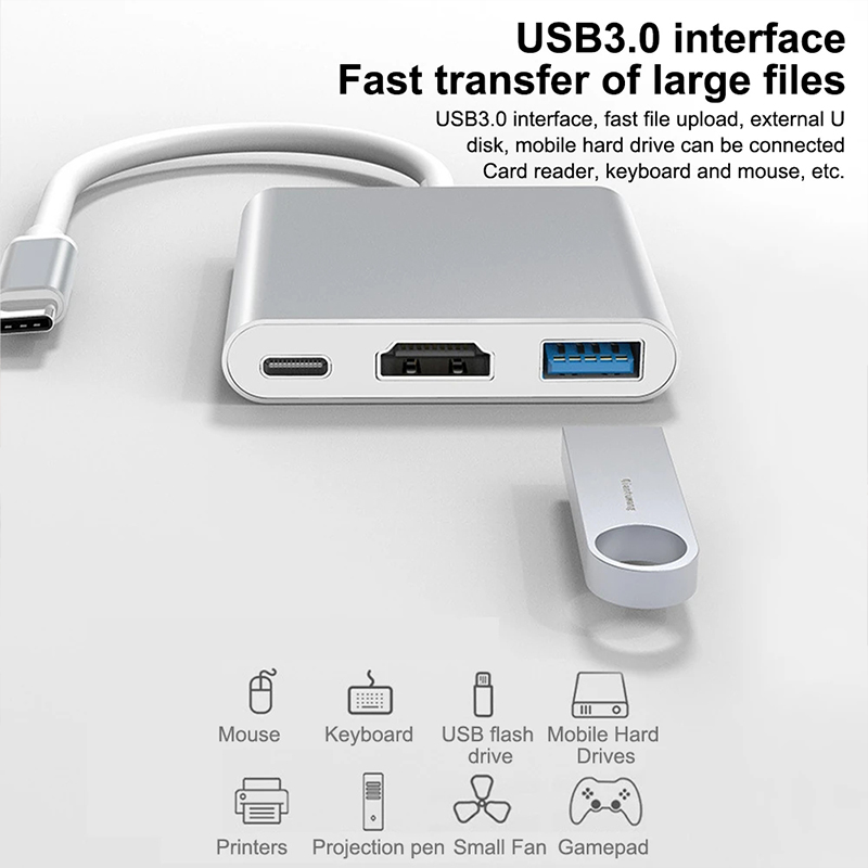 3 in 1 USB Type C Hub to 4K HD - Huawei Tablet Accessories recension och pris